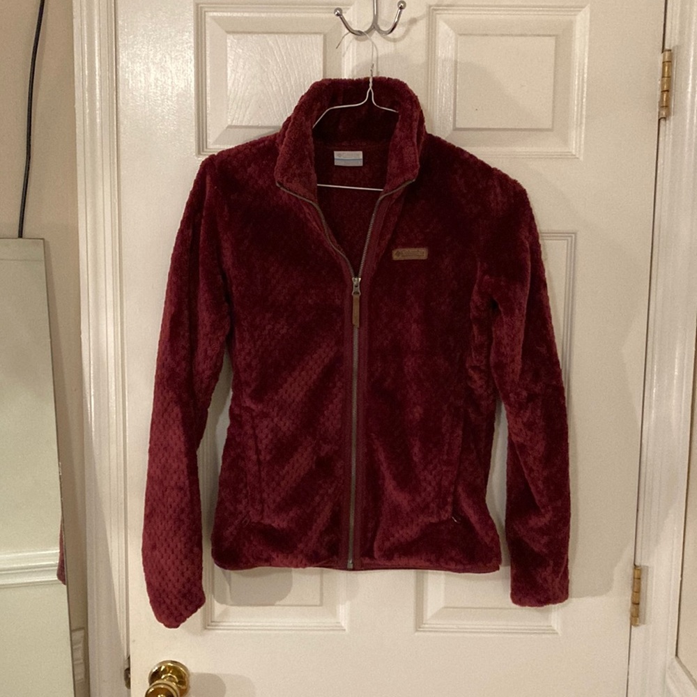 Maroon fleece Columbia jacket size small